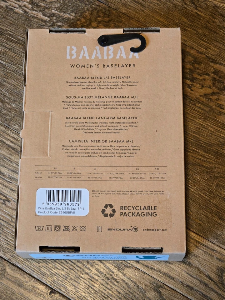 Capa base Endura BaaBaa mezcla manga larga para mujer - azul - talla GRANDE Foto 2 de 2