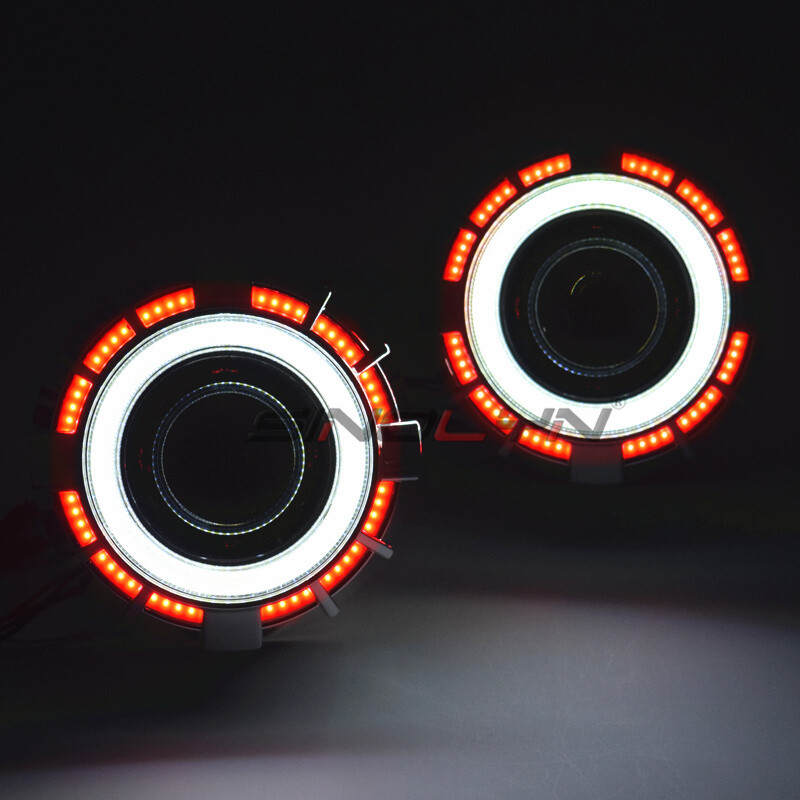 H1 H4 H7 HID Bi-xenon Projector Lens Conversion Kit Double COB LED ...