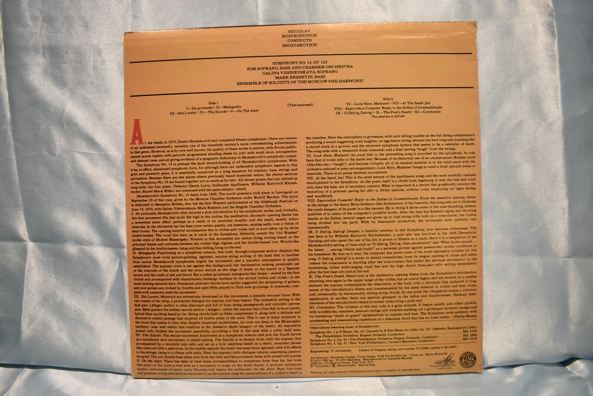 Rostropovich / Shostakovich Sympohony 14 Vishnevskaya Rostropovich / Shostakovich Sympohony 14 Vishnevskaya