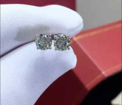 2.50Ct Lab Created Diamond Round Solitaire Stud Earring's 14K White Gold Plated