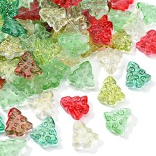 100x Glass Glitter Christmas Tree Spacer Beads for Jewelry Making Accessories