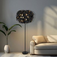Stehleuchte Wohnzimmerleuchte Stehlampe 3 Flammig BläTterdesign Schwarz H 180 Cm