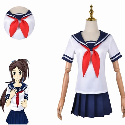 Cosplay Yandere Simulator Ayano Aishi Schuluniform Kleid Perücken Kostüm Anzüge