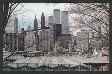 World Trade Center from Brookyln Heights Promenade NY postcard 1970s