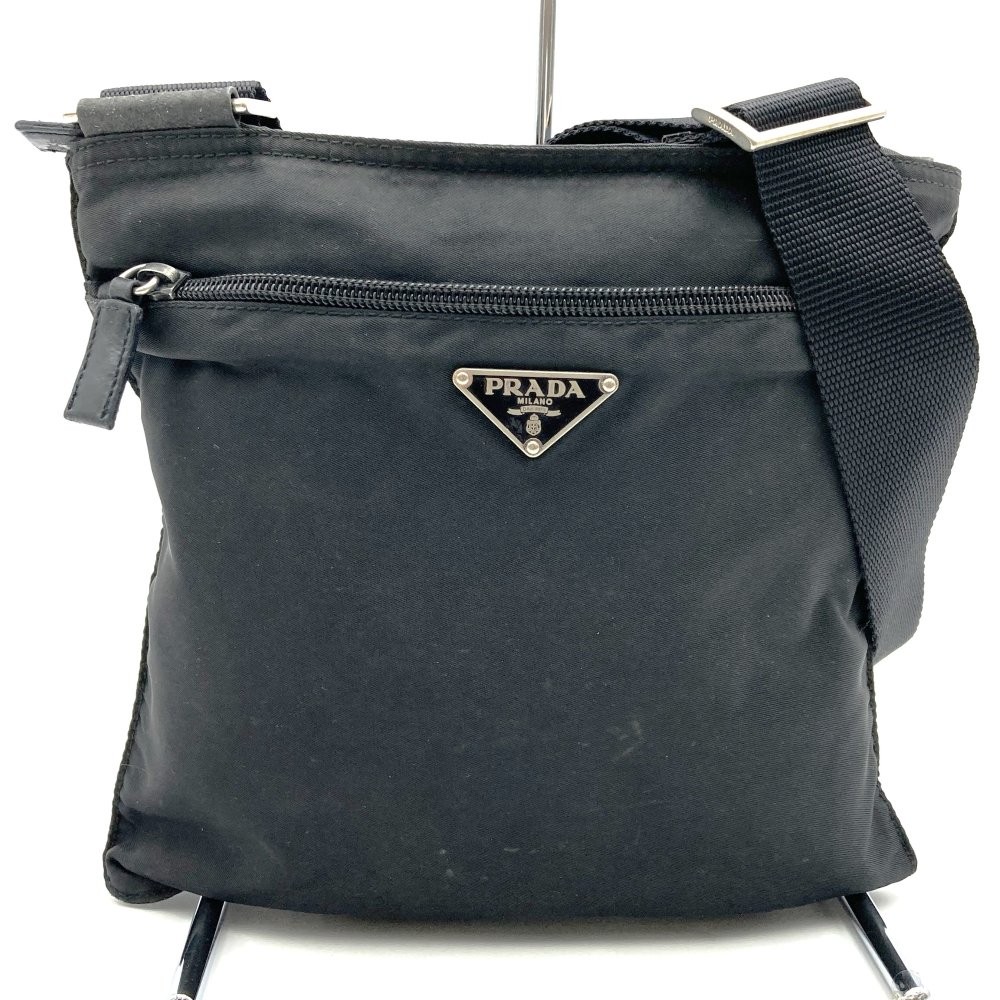 Prada Black Nylon Crossbody Bag with Triangle Logo for Women and Men