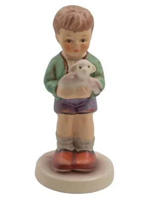 Goebel M.J. Hummel Figurine Garçon Agneau Porcelaine 10cm - Photo 1/4