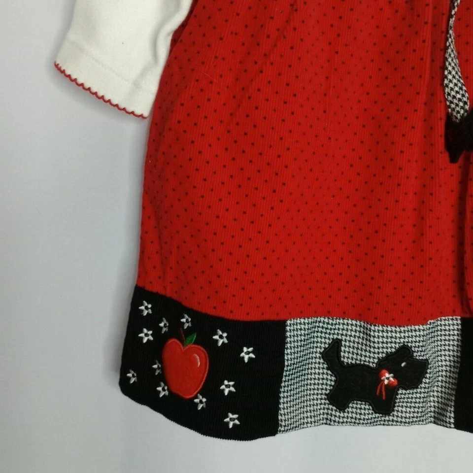 Conjunto Body Vestido Pana Rojo 2 Piezas Ediciones Raras Vacaciones Niñas Niño Pequeño 18M Foto 4 de 4