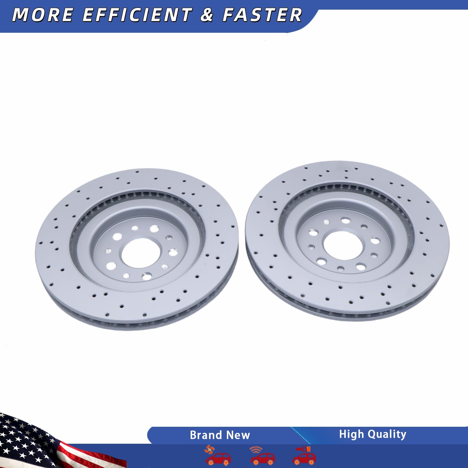 2X Rear Drilled Vent Rotors 670035019 For Maserati Ghibli Quattroporte 17-21