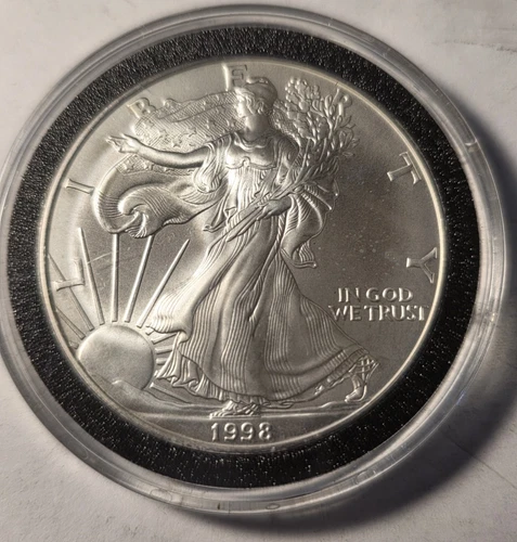 1998  Silver Eagle $1 Dollar 1oz Uncirculated .999 -In Capsule.