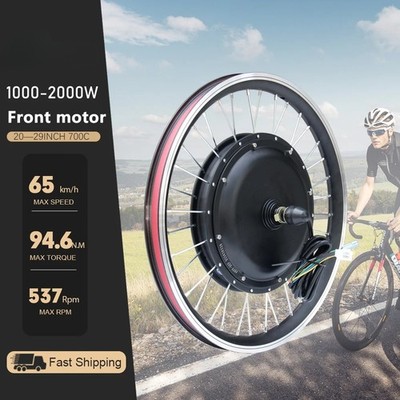 1000W-2000W E-bike Conversion Kit Brushless Gearless Front Drive Hub Motor Wheel