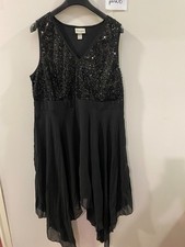 BON PRIX Black Sequin Asymmetric Party Dress Plus Size UK 22 (ph606)