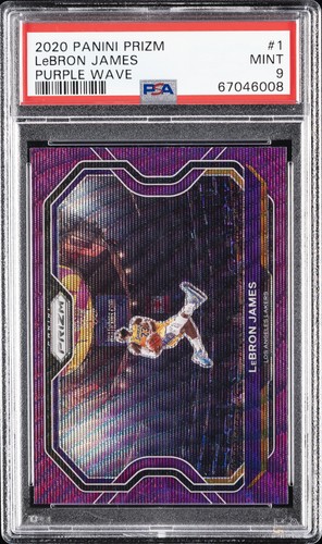 2020 PANINI PRIZM PURPLE WAVE #1 LEBRON JAMES PSA 9