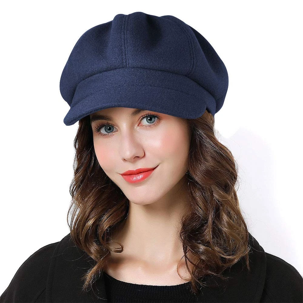 Giuliana Y2K Wool Blend Blue Newsboy Cap Wool Blend Blue Women main image 3