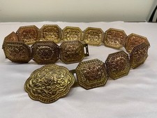 Thai Vintage Gold Bronza Plated Belt Vintage Style Theater Costume up to