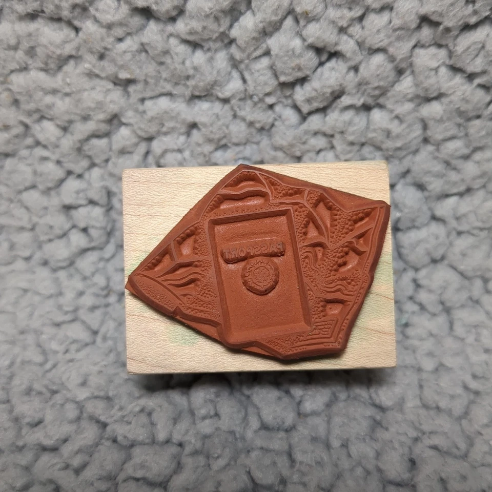 Vintage 1996 All Night Media Wood Mounted Rubber Stamp Travel Papers - Image 2 of 4