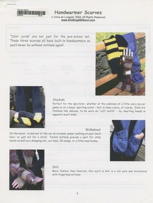 KnittingAtKnoon Chris de Longpre Knitting Pattern - Handwarmer Scarves 3 styles