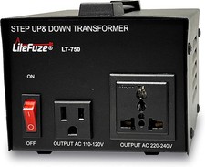 LiteFuze 750 Watt Voltage Converter Transformer Step Up/Down - 110v to 220v /...