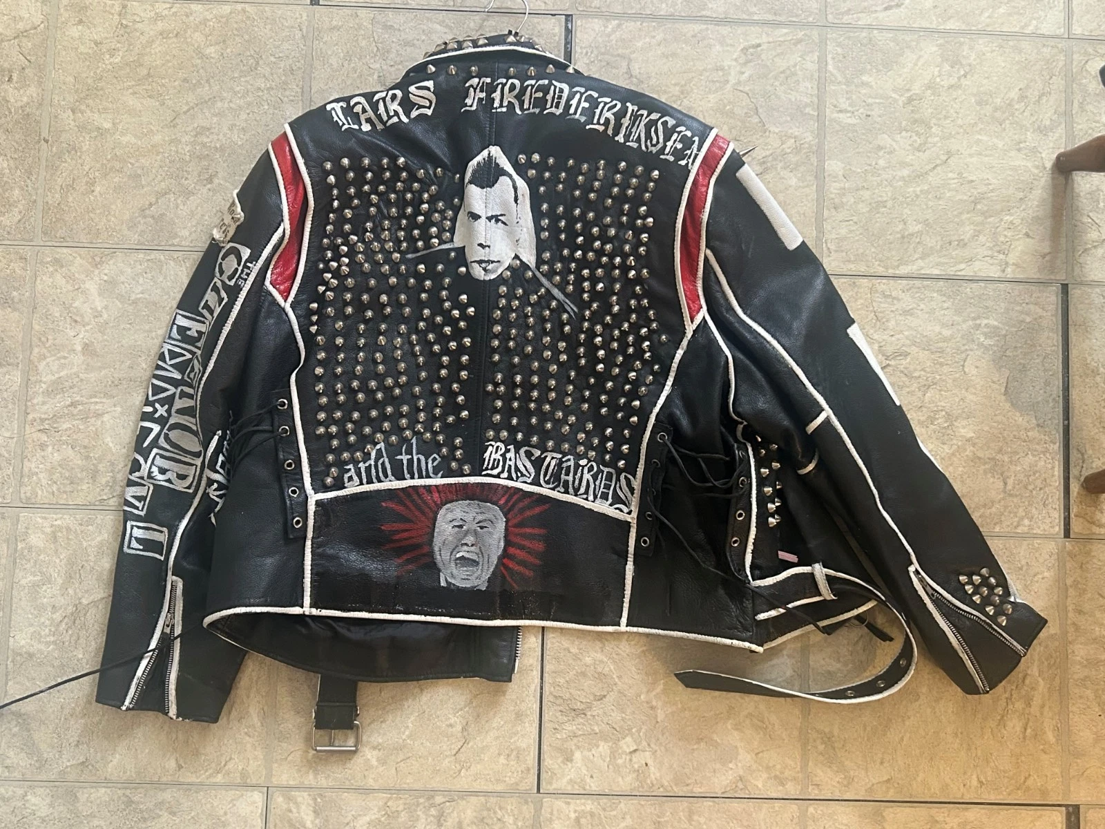 Punk studded leather jacket - Hand painted, hand studded by myself. Rancid Fan,  image 1