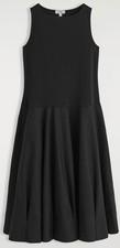 COS BOAT-NECK COTTON A-LINE MIDI DRESS