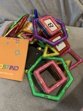 Amosting Magnetic Building Block Set- 80 Pcs W/ Book And Storage Bag