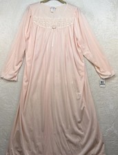Barbizon Nightgown Womens Large Peach Lace Yoke Sleep Gown NWT Full Length