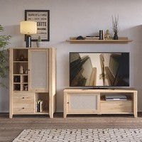 Tv Wohnwand Highboard Lowboard Wandboard Eiche Wiener Geflecht