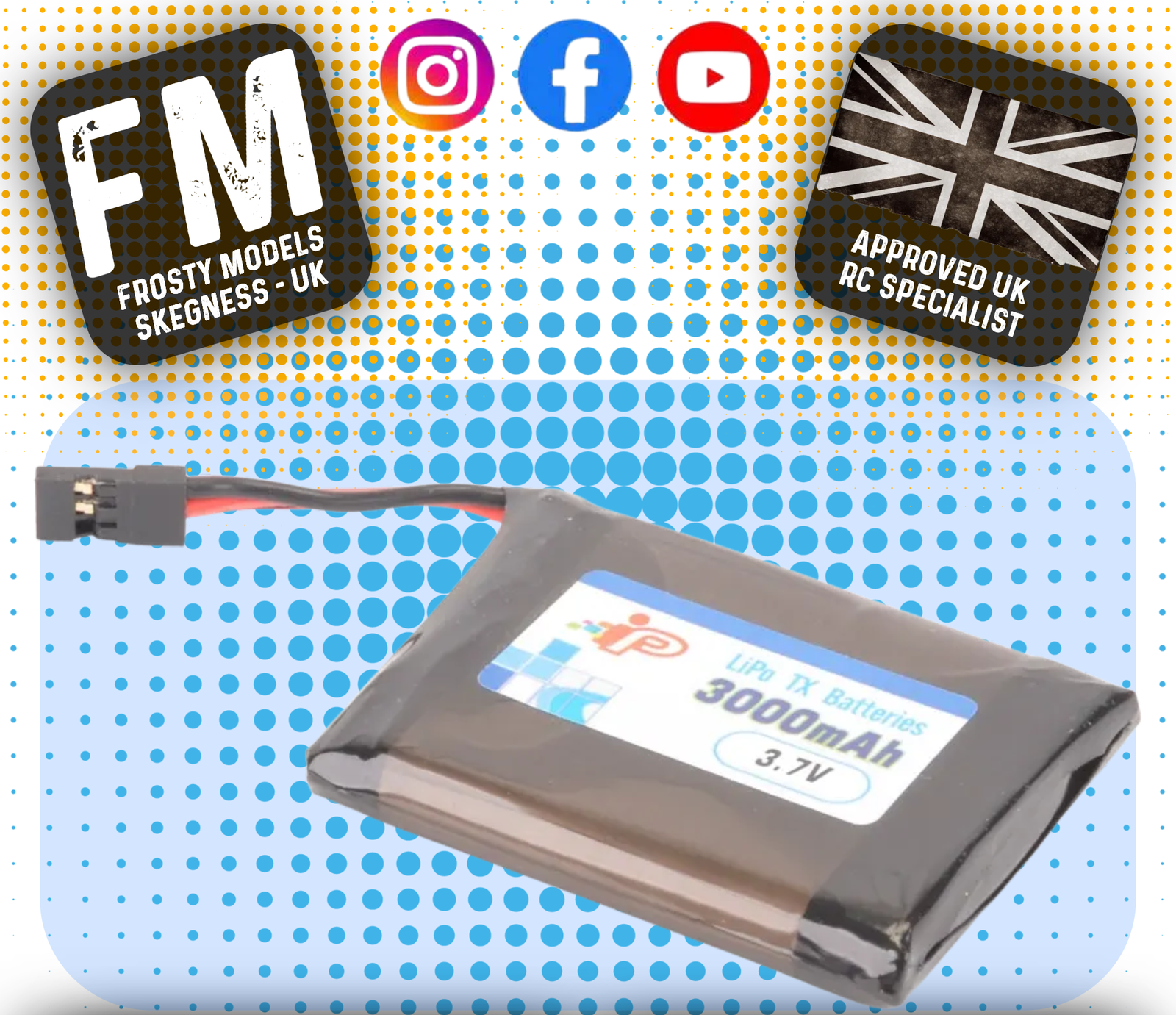 Intellect - Tx Radio MT-44, MT-5 Lipo Battery 3000mAh 11.1Wh - 1S 3.7V - SIZE 60