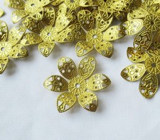 60pcs Brass Flower Petal 30mm Floral Bead Cap for 15mm Beads DIY Crafts Findings