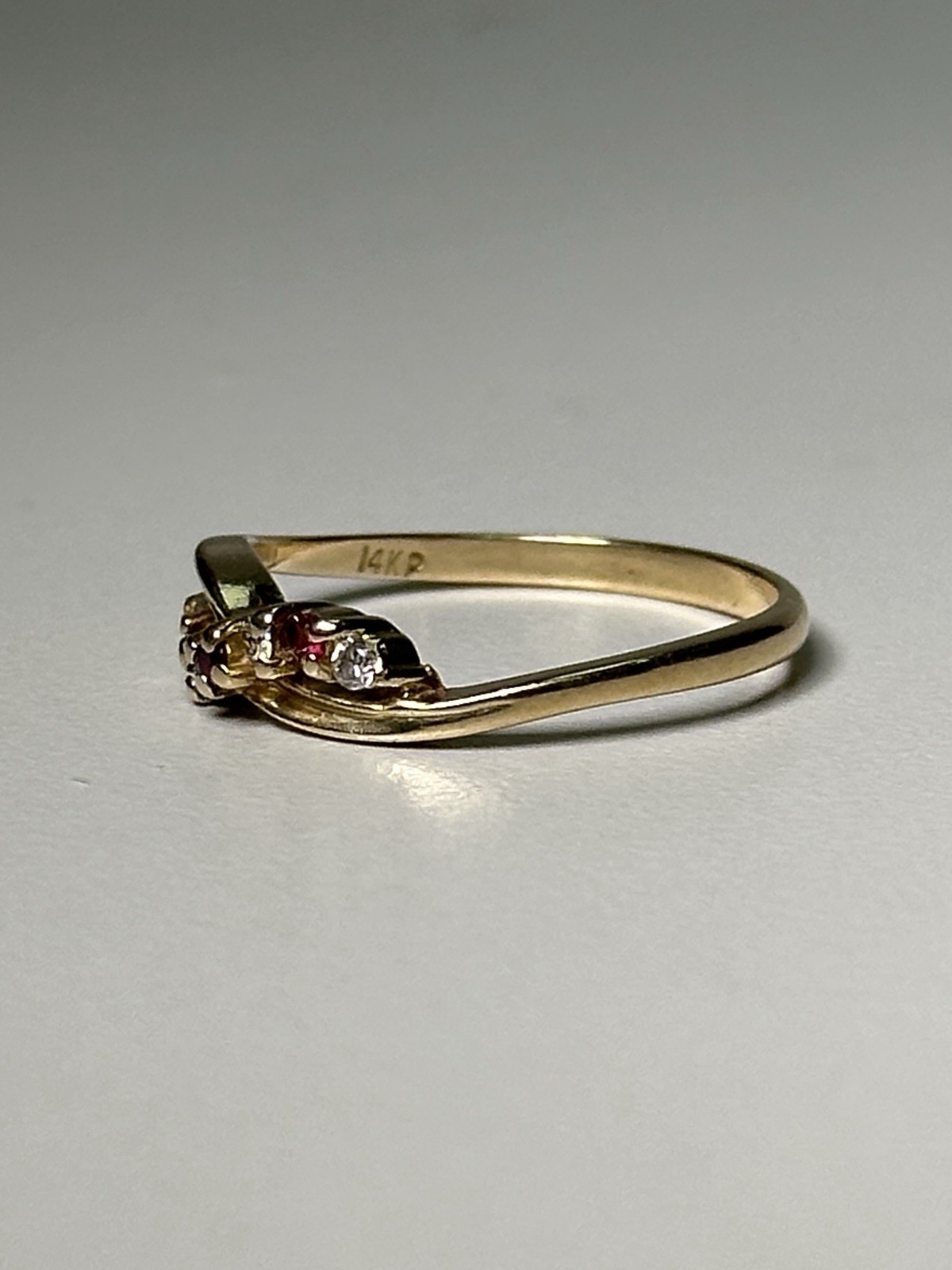 Solid 14K Yellow Gold Women’s Ring & Ruby & Natur… - image 2