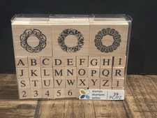 Momenta Alphabet, Numbers and Mini Doilies Wood Stamp Kit 39 Pieces - NIB SAVE!
