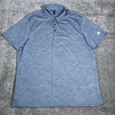 Adidas Polo Shirt Men's 2XL Blue Camo Jacquard Short Sleeve Golf Performance