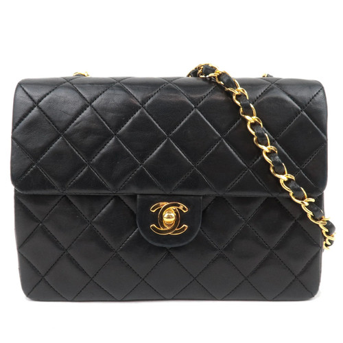 CHANEL Mini Matelasse 20 Lambskin Chain Shoulder Bag Black Authentic