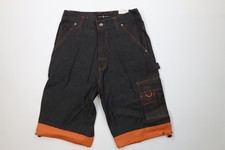 Deadstock Vintage 90s Streetwear Mens 32 Baggy Fit Denim Cargo Shorts Black