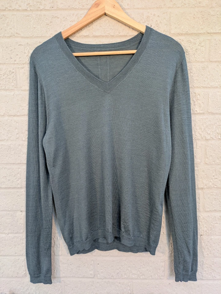 Nicole Farhi Великобритания 10 Зеленый Синий Шерстяной Шелковый Кашемировая Смесь Легкий Вязанный Топ - Изображение 2 из 4