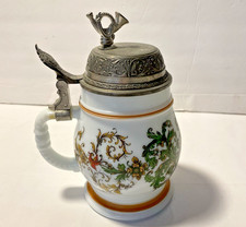 Vtg Bmf Milk Glass Bierseidel Stein Wmusic Box Lid W. Germany Coat Of Arms Vtg Bmf Milk Glass Bierseidel Stein Wmusic Box Lid W. Germany Coat Of Arms