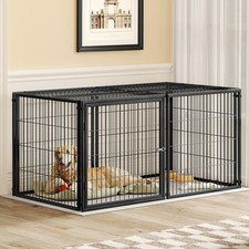48"/64" Iron Large Dog Kennel Cage Pet Puppy Cat Playpen Pen Crate w Top  Door