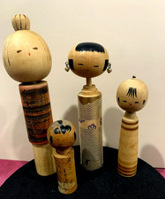 Vintage Lot 0f 4 Kokeshi Dolls 3 Bobblehead Creative 1 Traditional Tallest 7