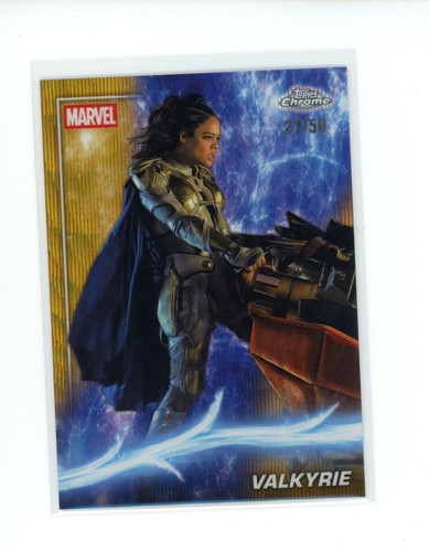 2025 Topps Chrome Marvel Studios Valkyrie #74 Gold Wave Refractor 27/50 Thor