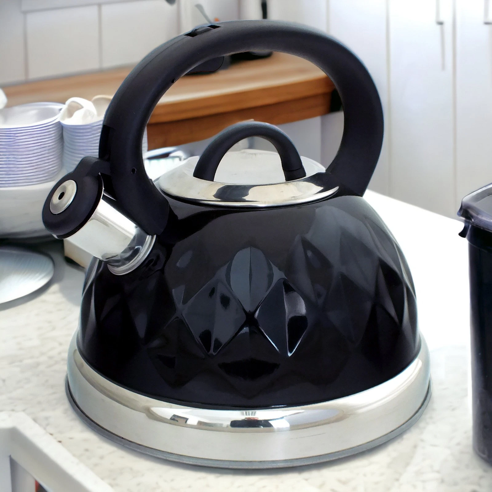 Black Whistling Kettle Stainless Steel Diamond Gas Electric Induction Voche
Opens in a new window or