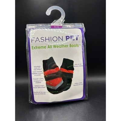 Fashion Pet Extreme All Weather Boots M M Red Black Adjustable Hook Loop Straps