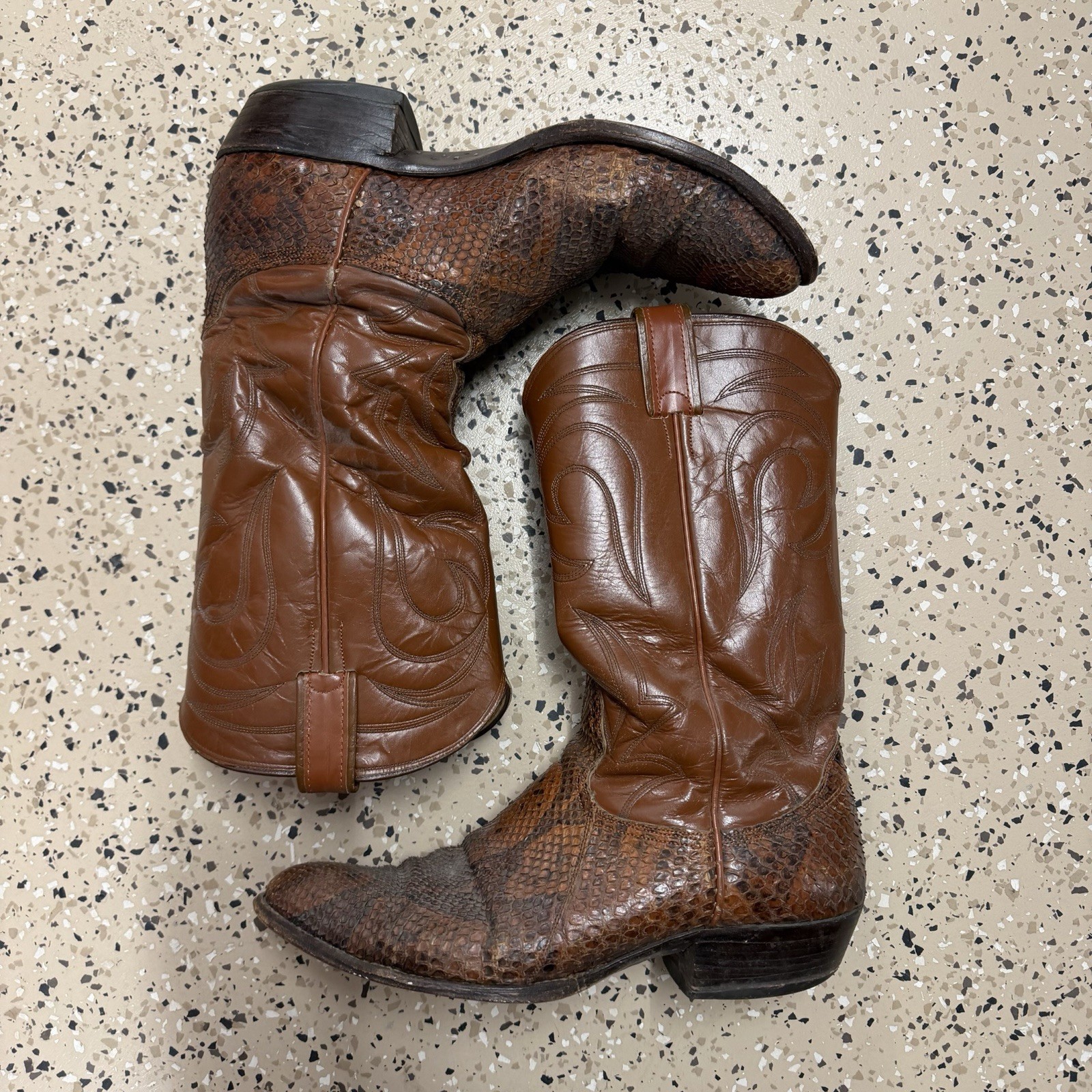 Vintage Nocona Brown Python Snakeskin Cowboy Boot… - image 4