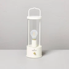 Portable Outdoor Patio LED Tabletop Lantern Cream - Hearth & Hand with