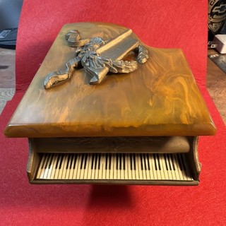 Bakelite Butterscotch Catalin Reuge Grand Piano Music Box Play Blue Danube Waltz