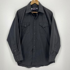 Panhandle Slim Mens Western Pearl Snap Shirt Charcoal Grey Made in USA 16.5x34