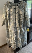 Alex Evenings 1-Piece Dress  attached Jacket Ice Sage Floral Embroidered 18W