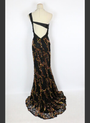 black and gold one shoulder prom dress Sherri Hill 55160 Dress | Sherri Hill Dresses main image 1