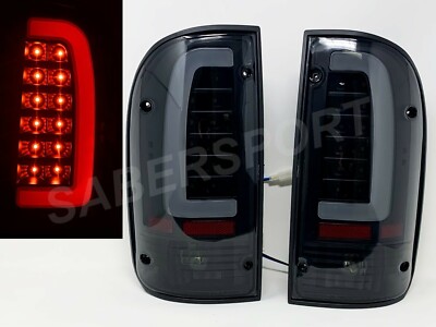 Black Housing Smoke Len C-Bar LED Taillights for 1995-2000 Toyota Tacoma 2WD 4WD