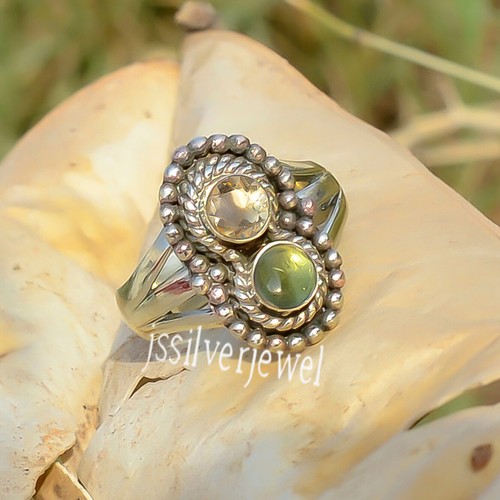 Bague En Argent 925 Avec Topaze Bleue Cabochon - Taille 7.5, Fait Main En Inde, Neuf Sans Emballage