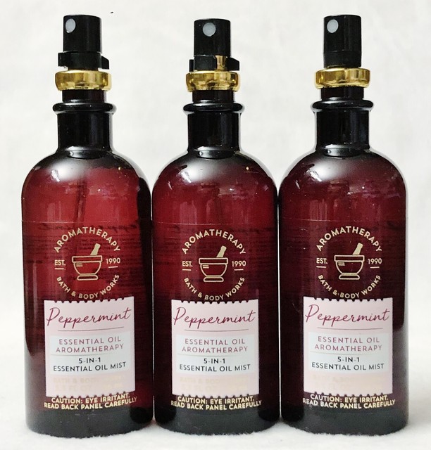 3 Bath Body Works Aromatherapy PEPPERMINT 5in1 Essential Oils Mist 5.