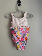 Cat  Jack One Piece Swimsuit Baby Girl Fruit Purple Ruffle Neon 18 Months